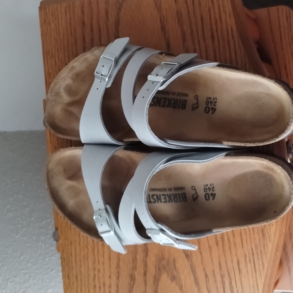 Silver Birkenstock sandals
